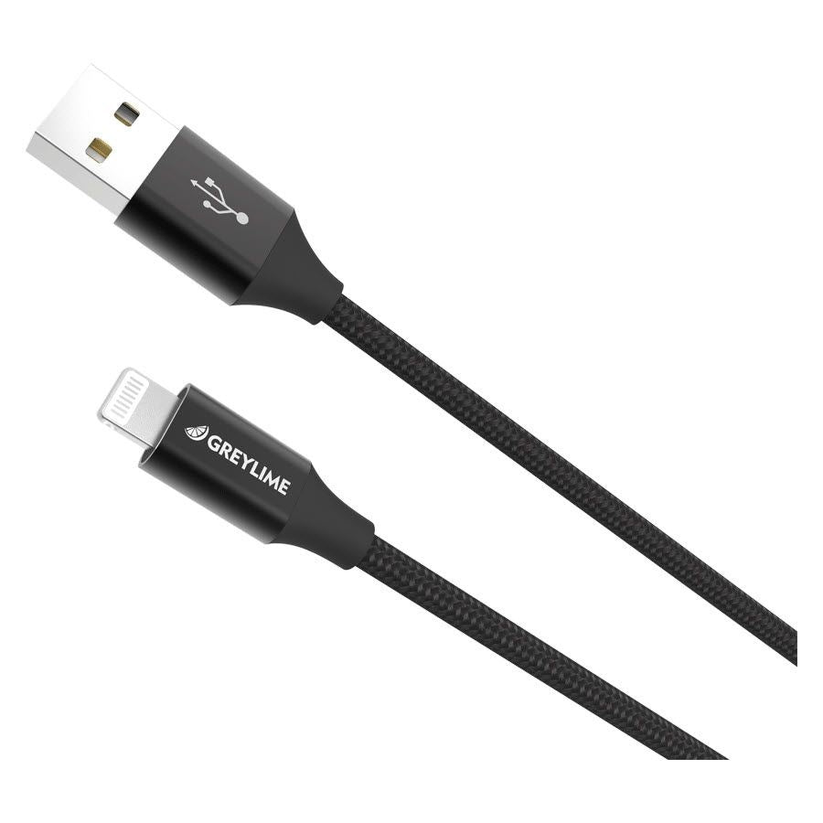 GreyLime Braided USB-A to Lightning Cable 2 m - Black