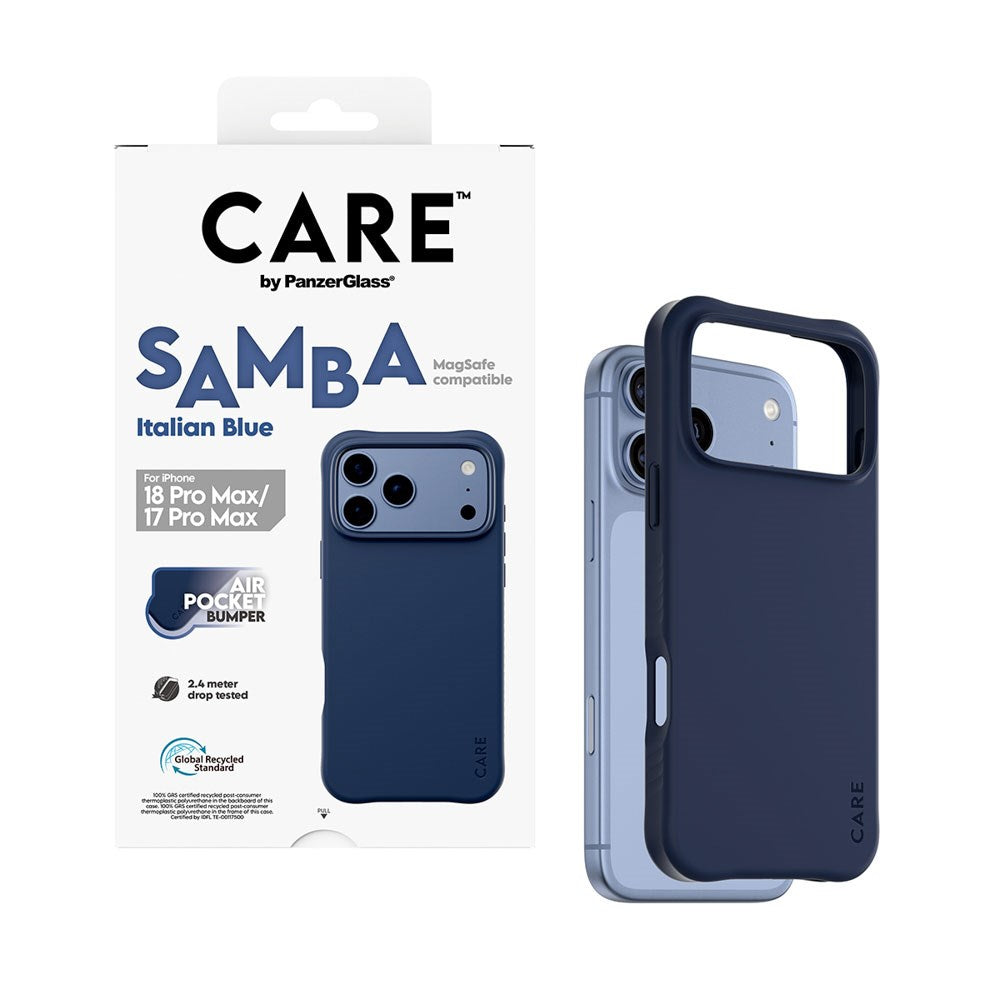 iPhone 18 Pro Max / 17 Pro Max CARE by PanzerGlass Fashionable Samba Case - MagSafe Compatible - Italian Blue