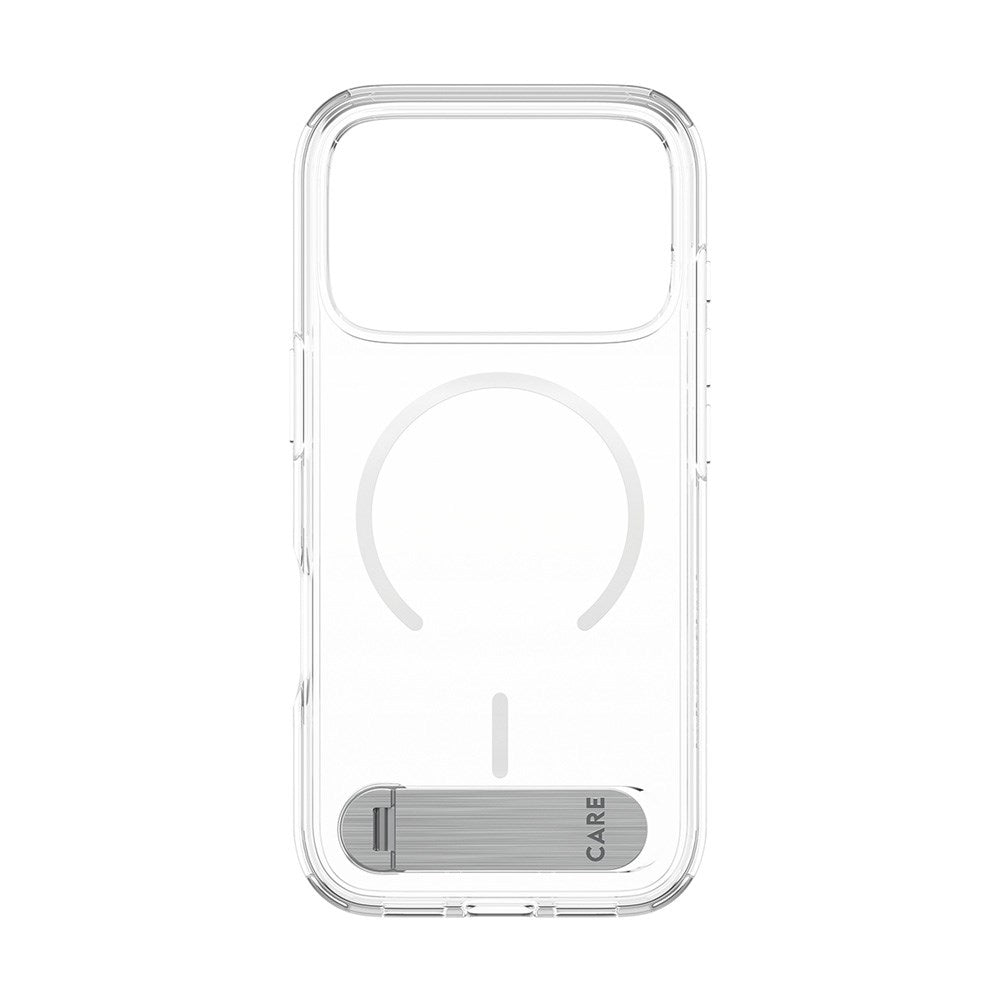CARE by PanzerGlass iPhone 17 Pro Feature Kickstand Case - MagSafe Compatible - Transparent / Silver