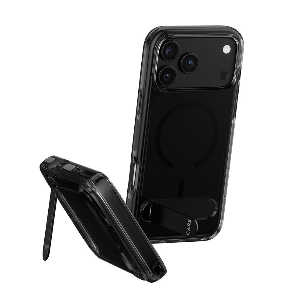 iPhone 18 Pro Max / 17 Pro Max CARE by PanzerGlass Feature Kickstand Case - MagSafe Compatible - Black / Transparent