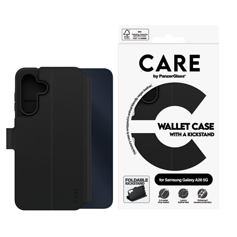 CARE by PanzerGlass Samsung Galaxy A26 (5G) Feature Wallet Case with Kickstand - Black