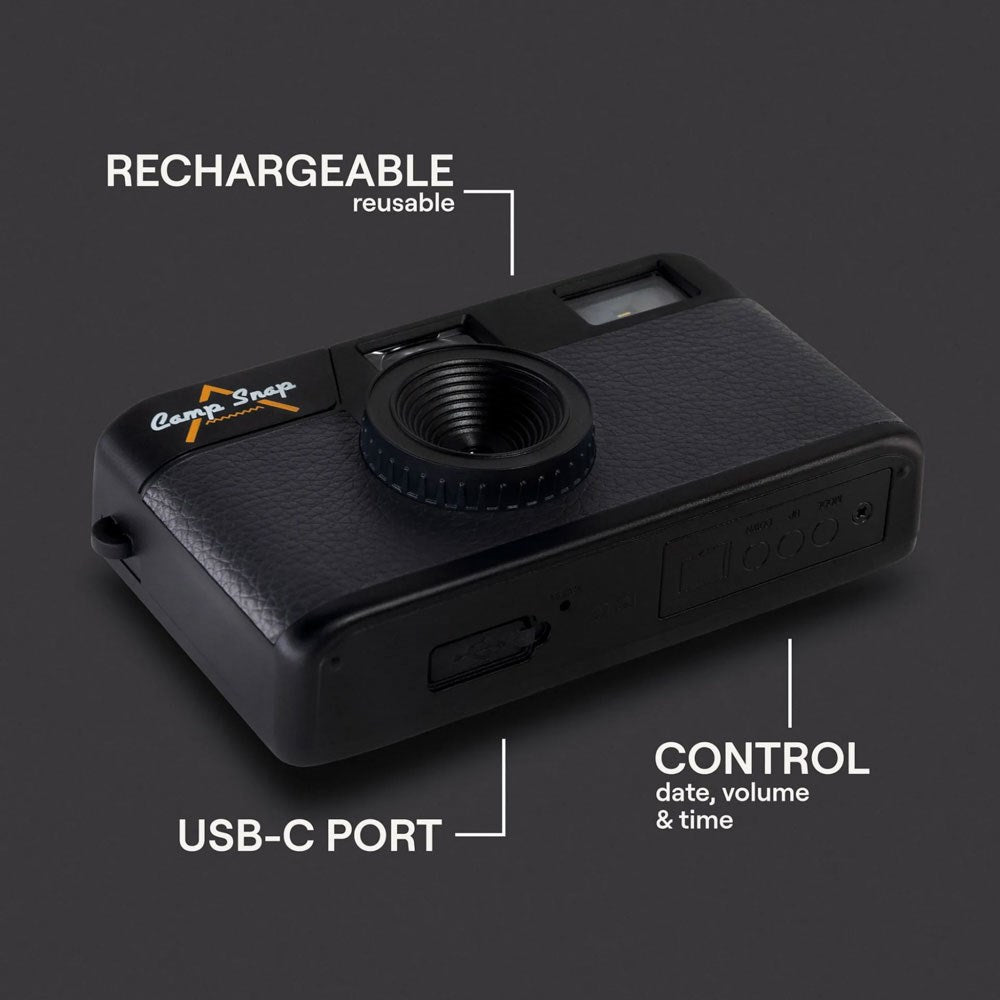 Camp Snap Screenless Digital Camera - 8 Megapixels - Rechargeable - Stealth Black
