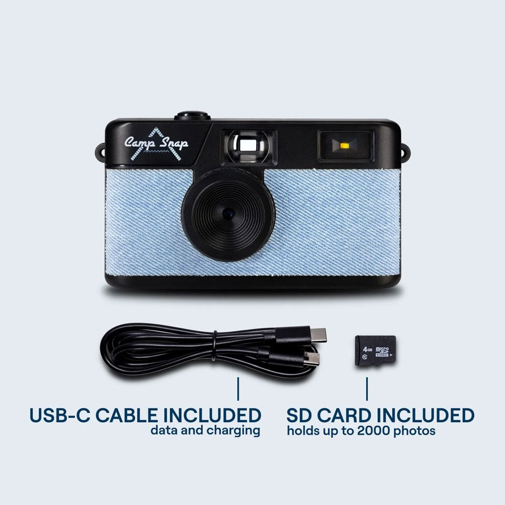 Camp Snap Screenless Digital Camera - 8 Megapixels - Rechargeable - Denim