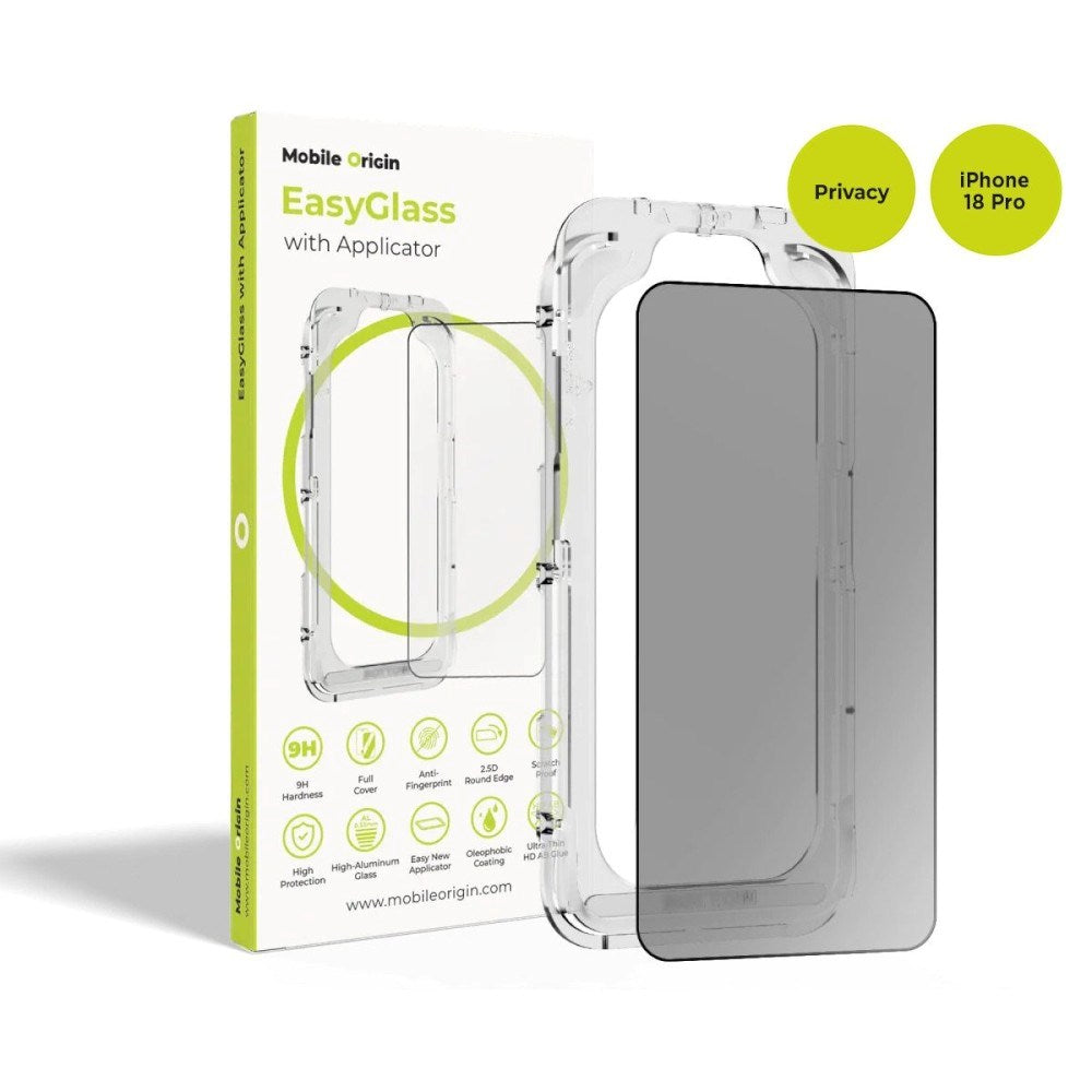 iPhone 18 Pro Mobile Origin EasyGlass Privacy Screen Protector with Applicator - Transparent
