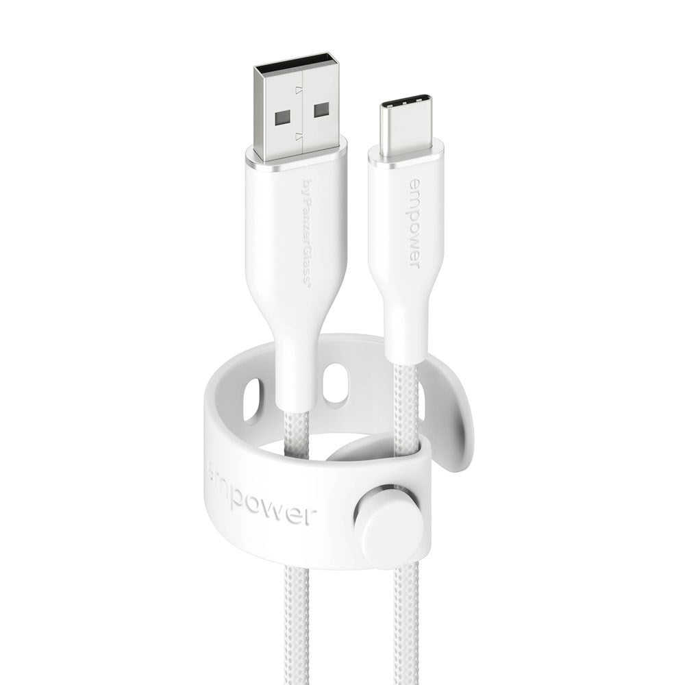 empower by PanzerGlass Racing 60W USB-A to USB-C Cable – 1.2m – Silver White