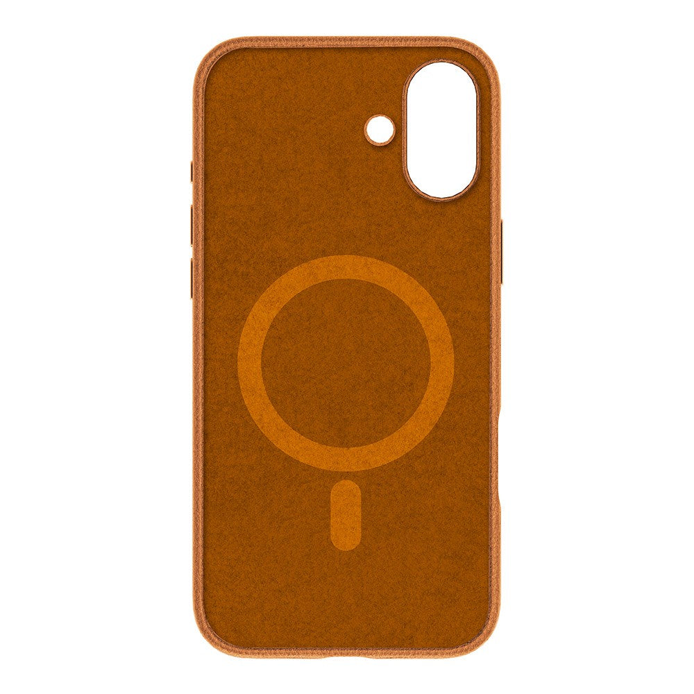 eSTUFF iPhone 16 INFINITE VENICE Leather Covered Plastic Case - MagSafe Compatible - Brown