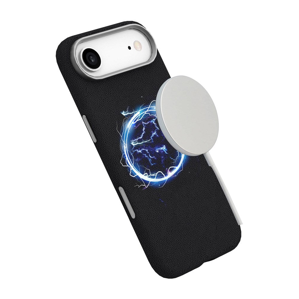 eSTUFF iPhone Air INFINITE VENICE Faux Leather-Covered Plastic Case - MagSafe Compatible - Black