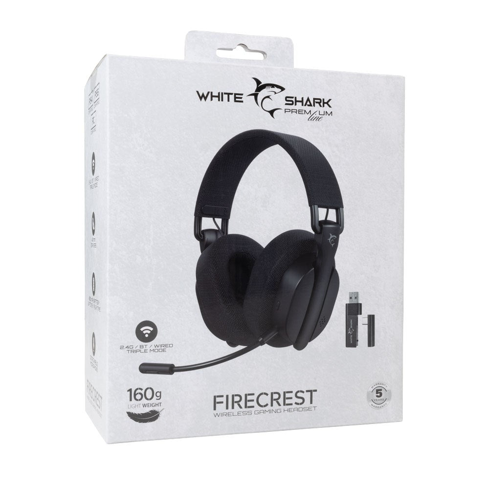 White Shark FIRECREST Wireless Over-Ear Gaming Headset - Black