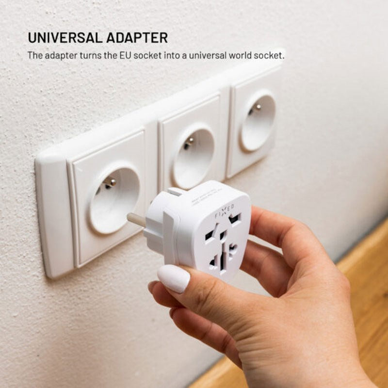 Fixed Travel Adapter for EU / UK / USA / AUS - White