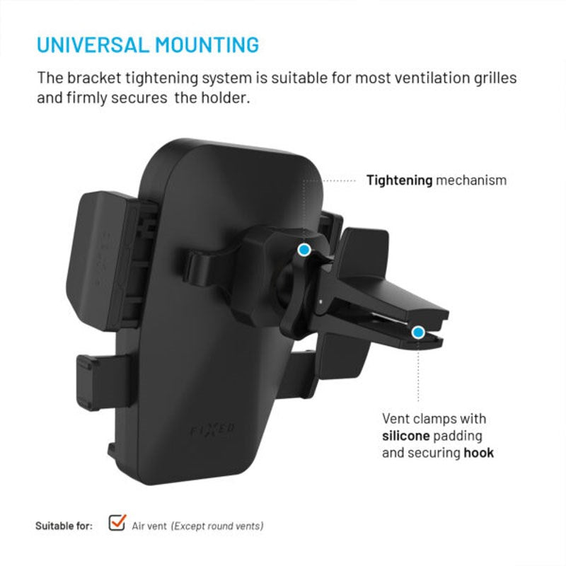 Fixed Car Phone Holder – Vent Clip – Black