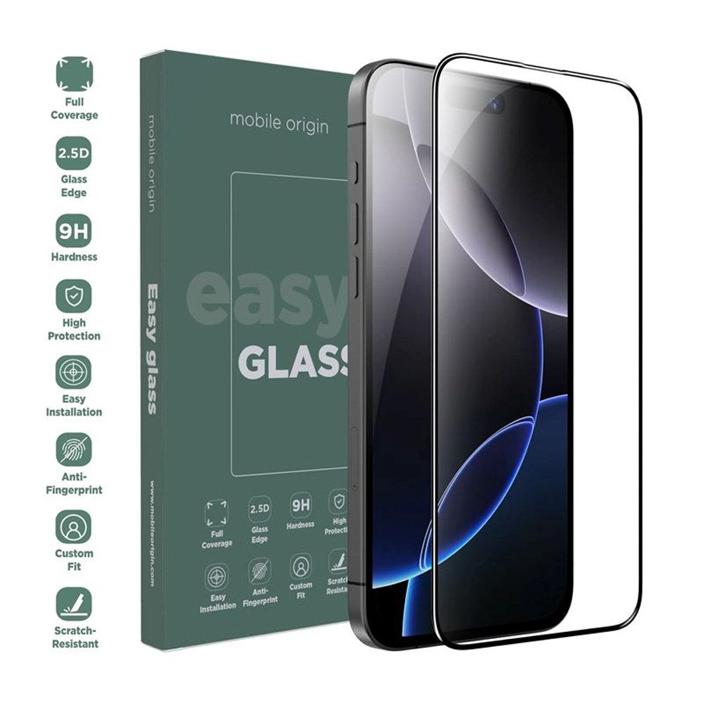 iPhone 16 Pro Max Mobile Origin EasyGlass Screen Protector - Transparent / Black Edge