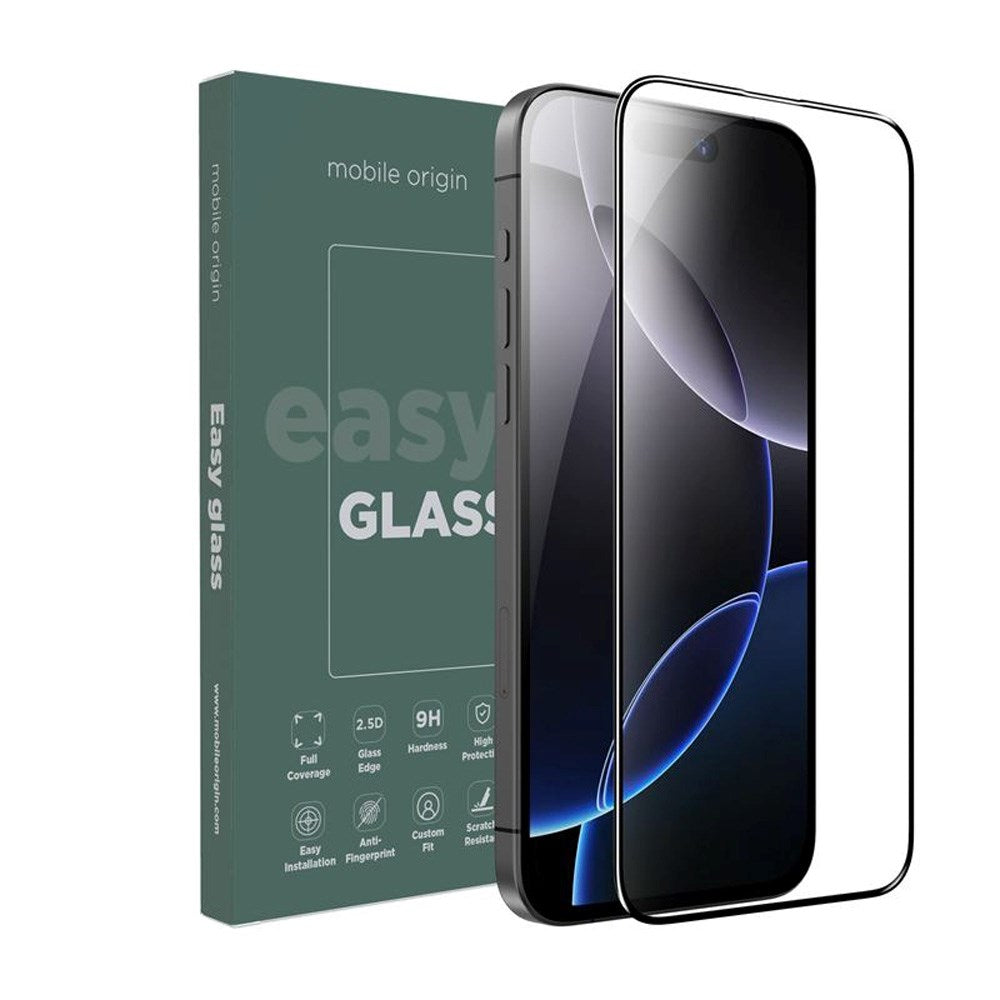 iPhone 16 Pro Max Mobile Origin EasyGlass Screen Protector - Transparent / Black Edge