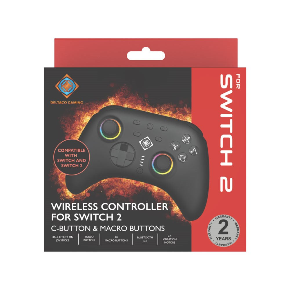 Deltaco Wireless Gaming Controller for Nintendo Switch 2 - Black