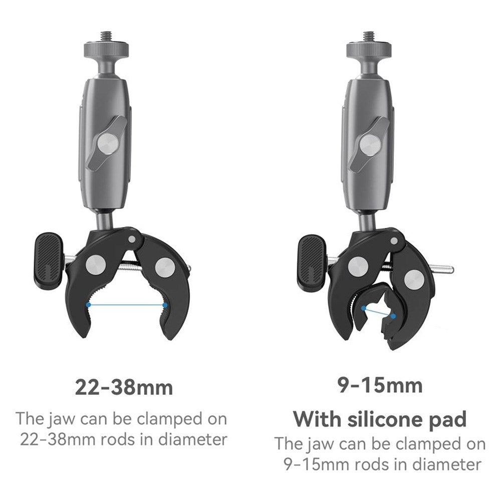 TELESIN Mounting Clamp for Action Camera & Smartphone - Black / Grey