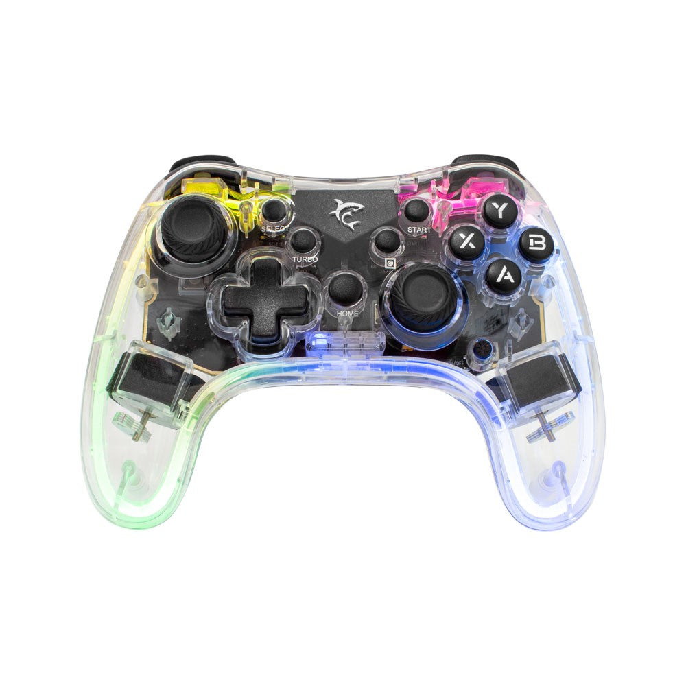 White Shark LEGION Multi-Compatible Game Console - Bluetooth - Built-in Light - Black / Transparent
