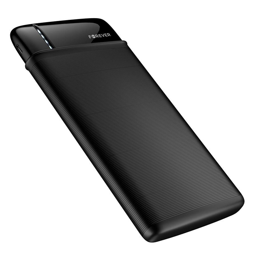 Forever Travel Battery PowerBank 10.000 mAh w. 2x USB-A - Black