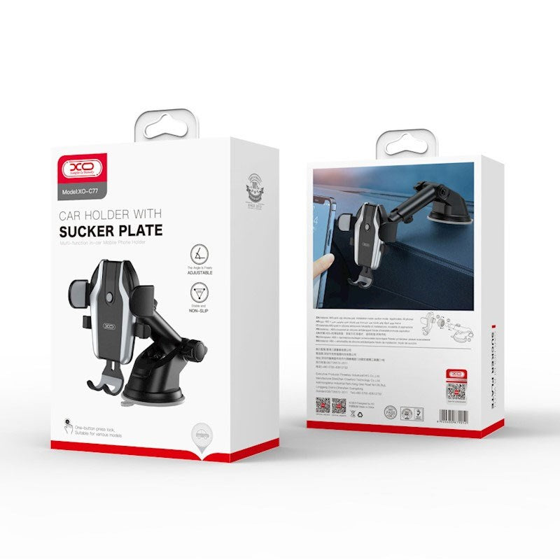 XO C77 Suction Cup Mobile Phone Holder for Car - Dashboard - Black