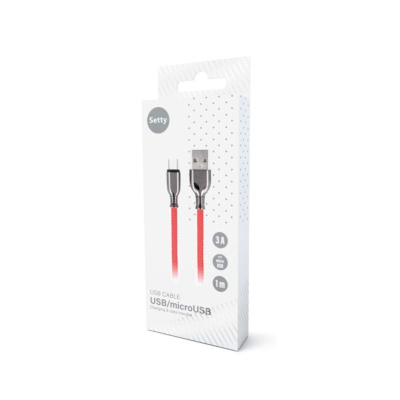 Setty USB-A to Micro USB Cable 3A - 1m - Red