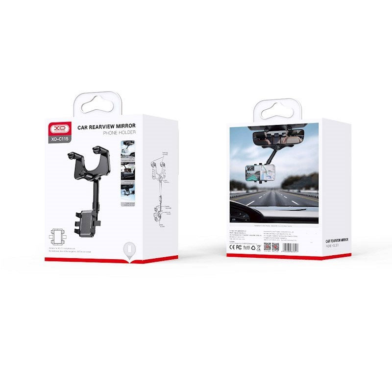 XO C115 Car Mobile Holder - Rearview Mirror Mount - Black