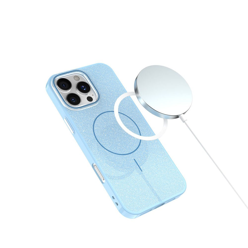 iPhone 14 Glitter Thin Case - MagSafe Compatible - Light Blue