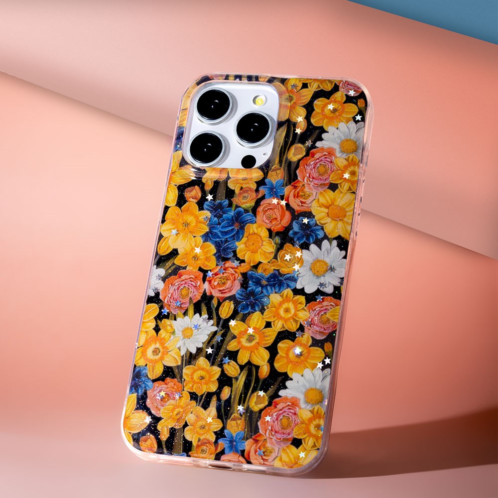 iPhone 16 Pro TFO Glow Glam Case - Orange / Floral