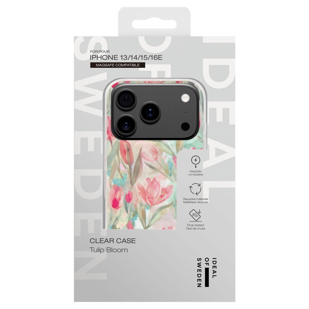 iPhone 17e / 16e / 15 / 14 / 13 iDeal Of Sweden Clear Case - MagSafe Compatible - Tulip Bloom
