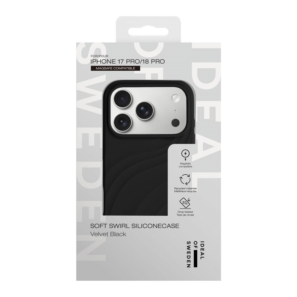iPhone 18 Pro / 17 Pro iDeal of Sweden Soft Swirl Silicone Case - MagSafe Compatible - Velvet Black
