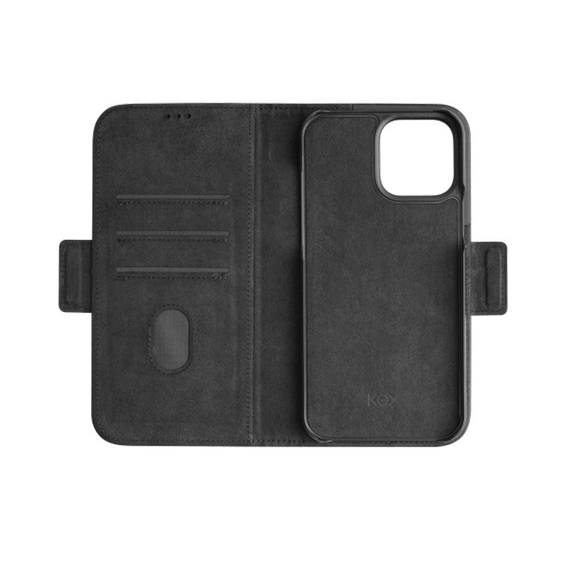 iPhone 13 Pro Max Key Nordfjord Slim Magnet Wallet Leather Flip Case - Black
