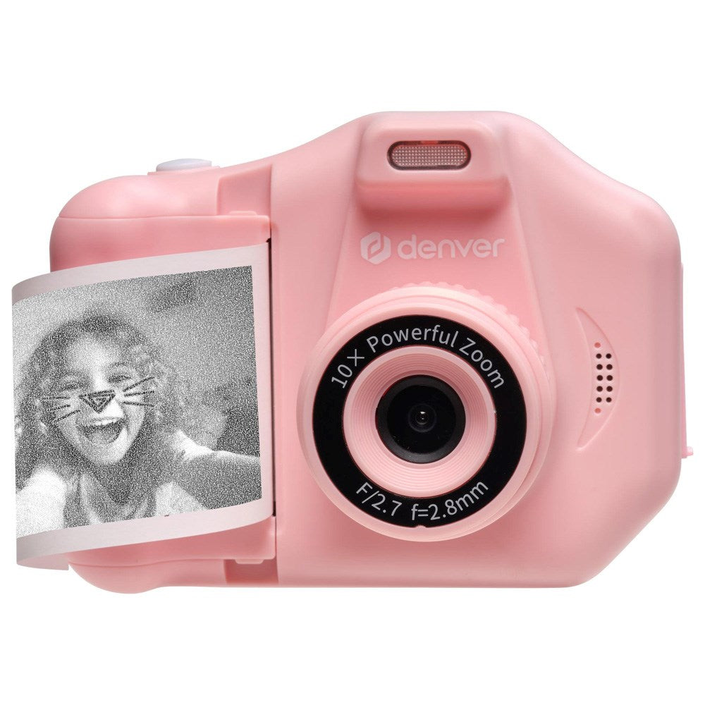 Denver KPC-1370 Digital Camera for Kids with Thermal Printer - incl. MicroSD Card & Printer Paper - Pink