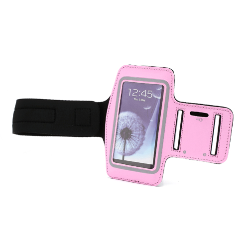Running Wristband Case with Reflective edge Pink (Max. Phone: 138 x 70 x 9 mm)