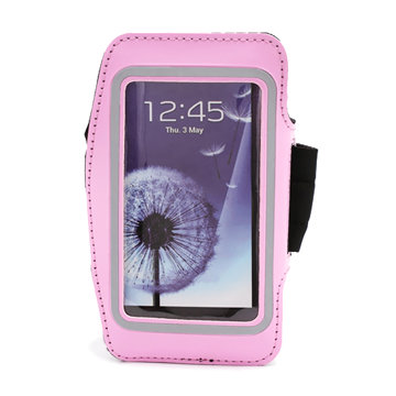 Running Wristband Case with Reflective edge Pink (Max. Phone: 138 x 70 x 9 mm)
