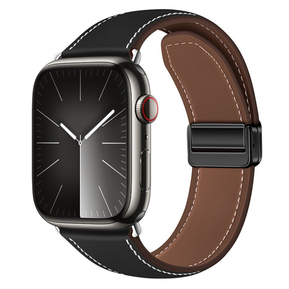 Apple Watch (42/44/45/46/49 mm) Lippa Magnetic Artificial Leather Strap - Black