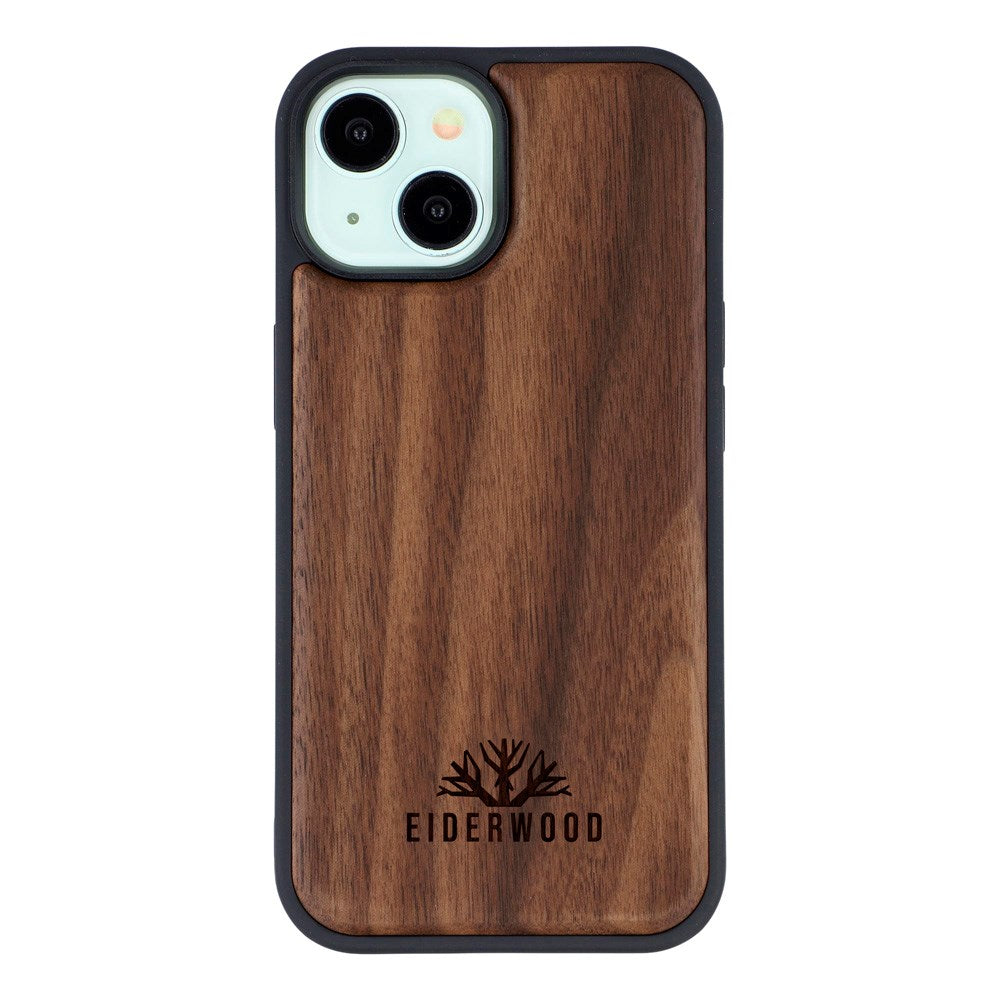 EIDERWOOD iPhone 15 Magnetic Wood Case - MagSafe Compatible - Walnut Tree