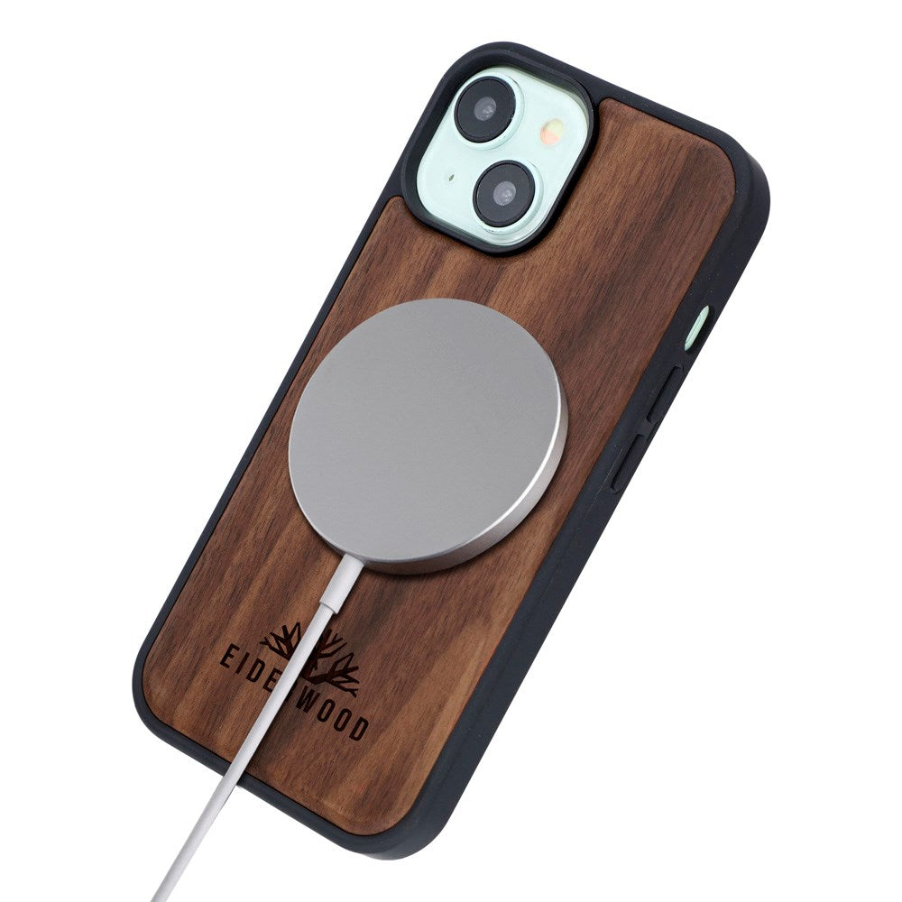 EIDERWOOD iPhone 15 Magnetic Wood Case - MagSafe Compatible - Walnut Tree