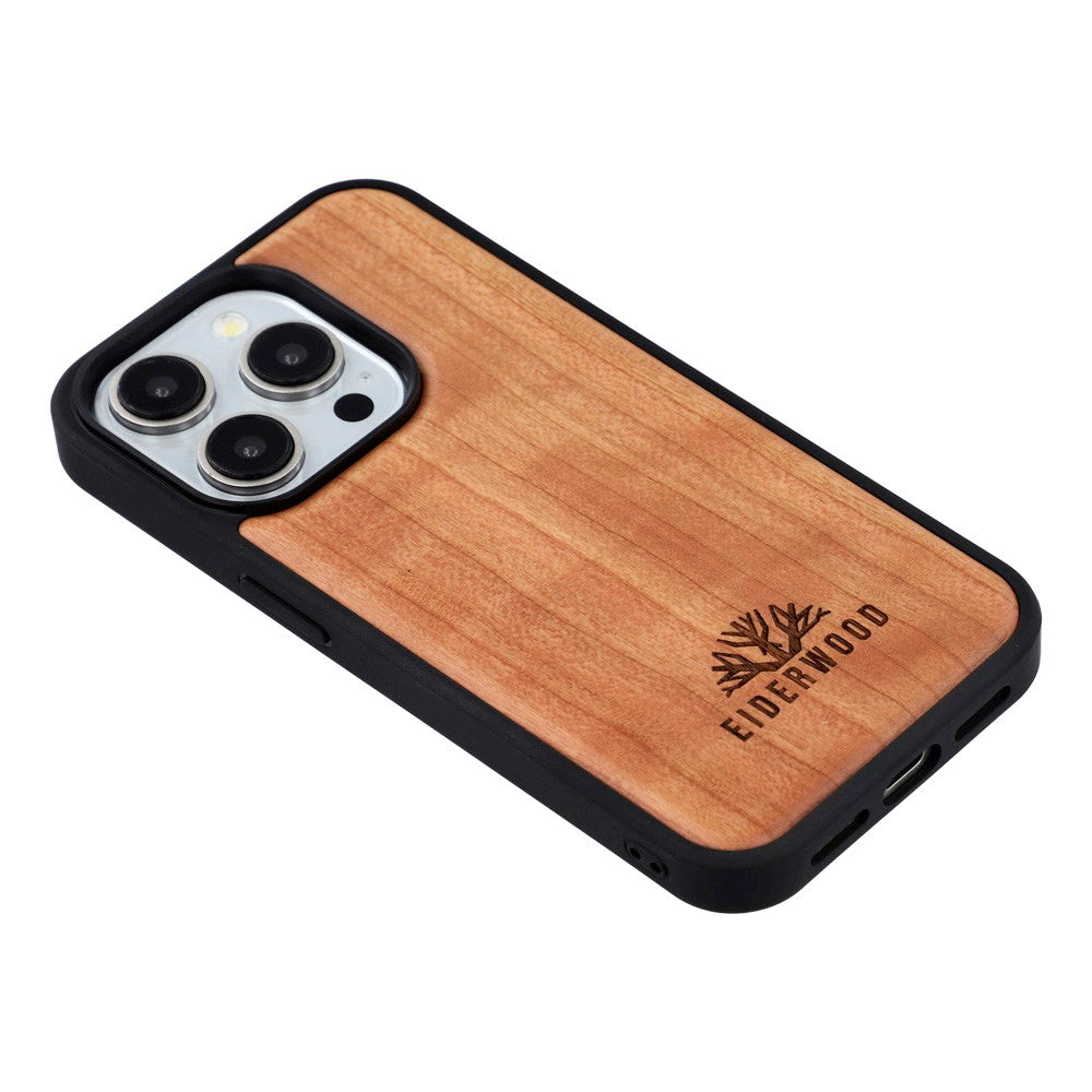 EIDERWOOD iPhone 15 Pro Magnetic Wood Case - MagSafe Compatible - Cherry Wood
