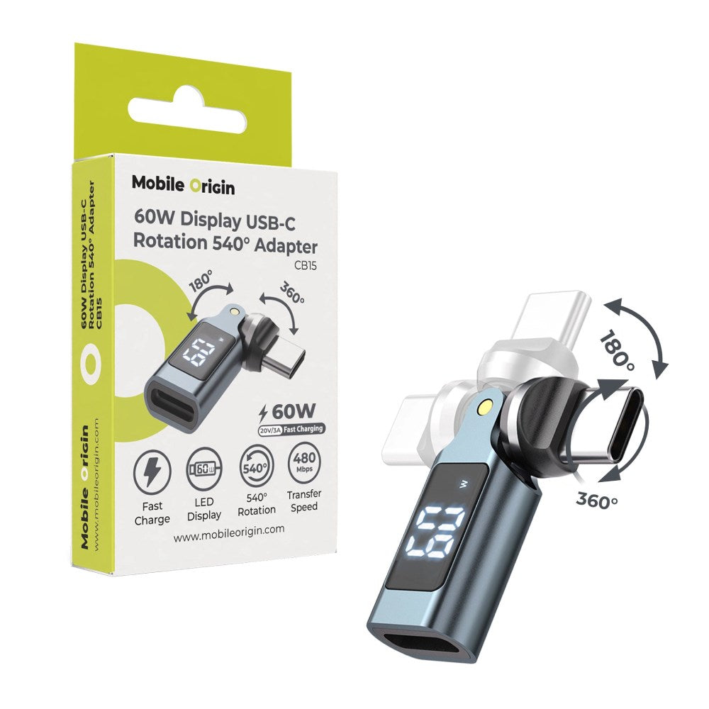 540° Rotating Adapter USB-C Mobile Origin 60W - Grey
