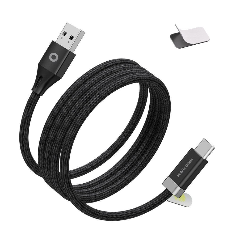 Magnetic USB-C to USB-A Cable Mobile Origin 27W with 2x Self-Adhesive Magnetic Pads - 1.5m - Black