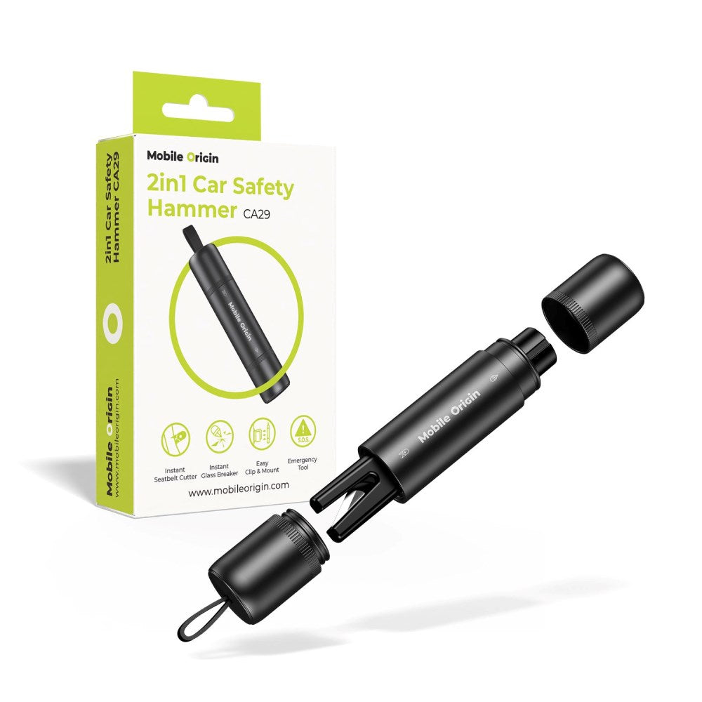 2-in-1 Emergency Hammer for Windows and Seat Belt in Car Mobile Origin - Black