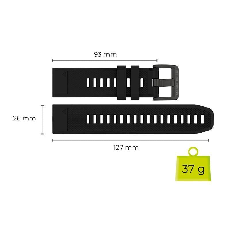 Universal Garmin 26mm QuickFit Mobile Origin Easy Strap Silicone Strap - Black
