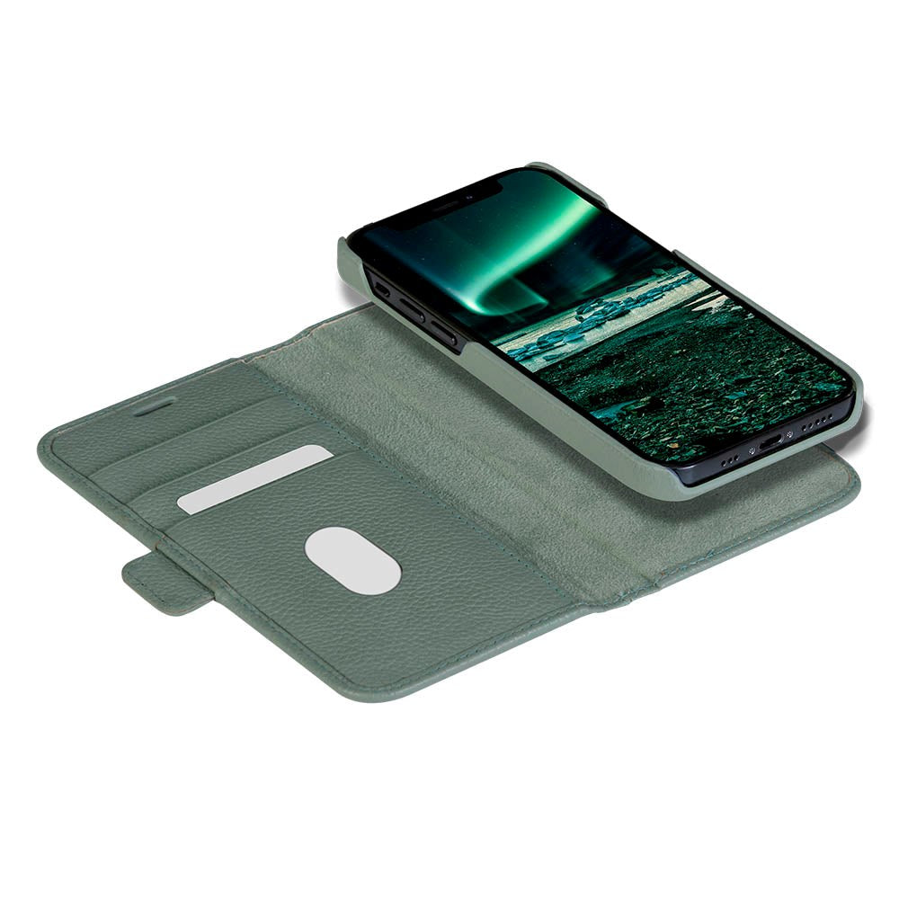 iPhone 13 Pro dbramante1928 New York Magnetic Genuine Leather Wallet Case - Greenbay