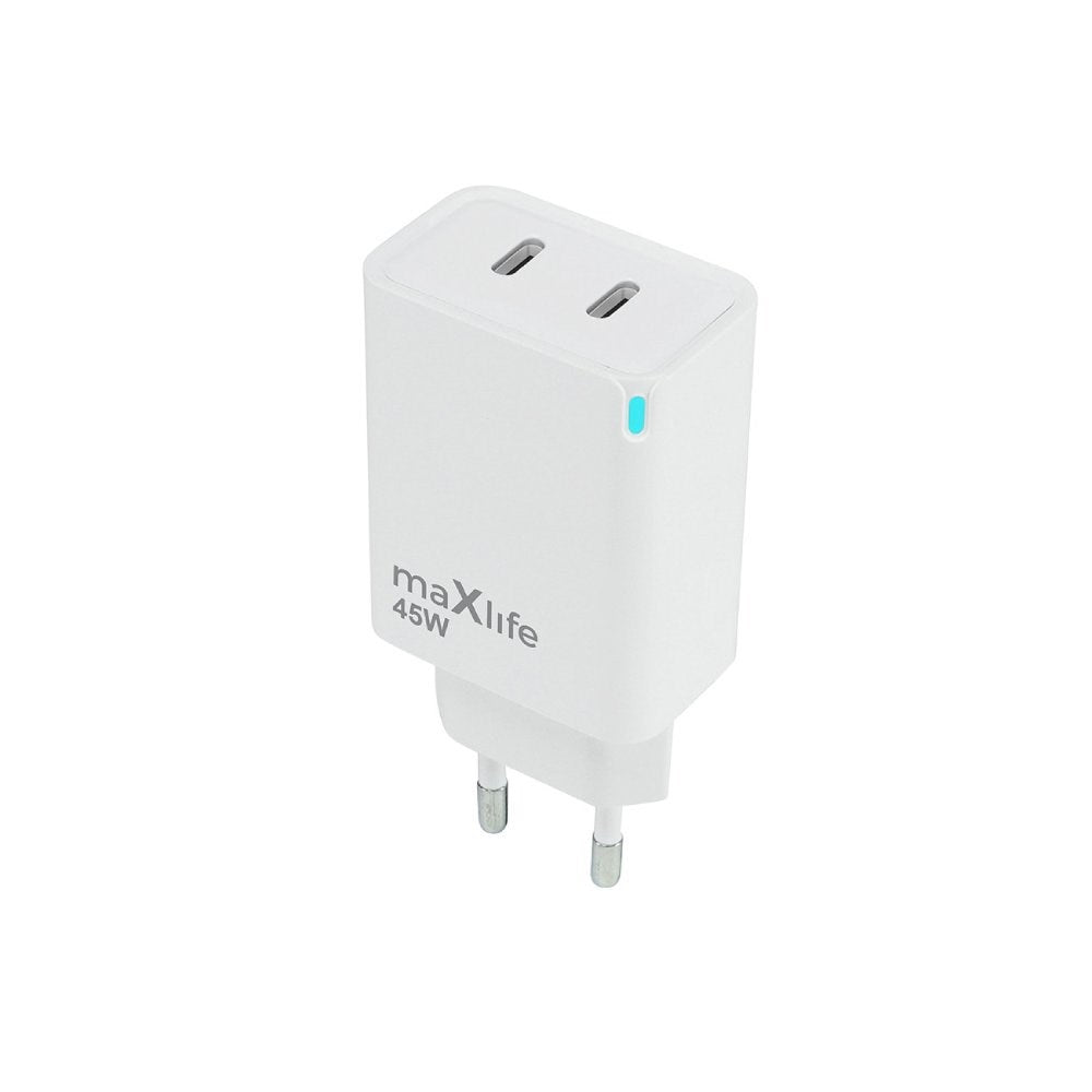Maxlife 45W Wall Charger with 2 x USB-C - White