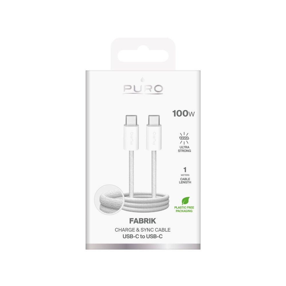 Puro Fabrik USB-C to USB-C 100W & 5Gbps Cable - 1m - White