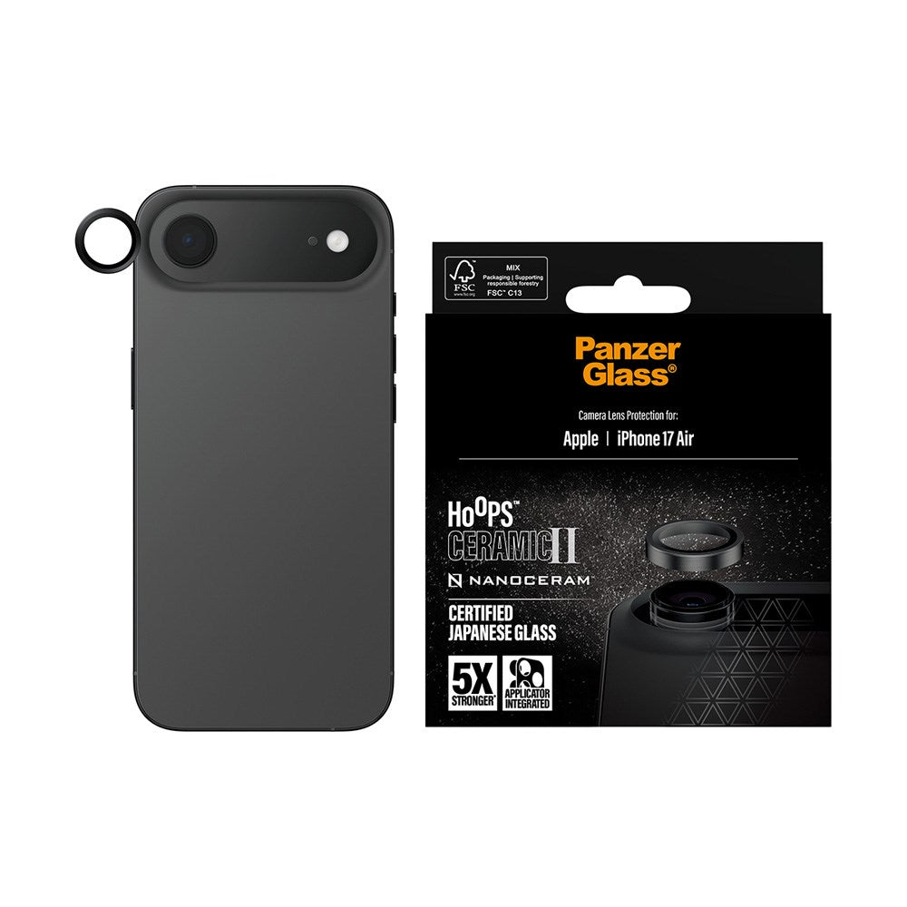 PanzerGlass iPhone Air Ceramic Hoops Camera Lens Protection with Installation Frame - Black