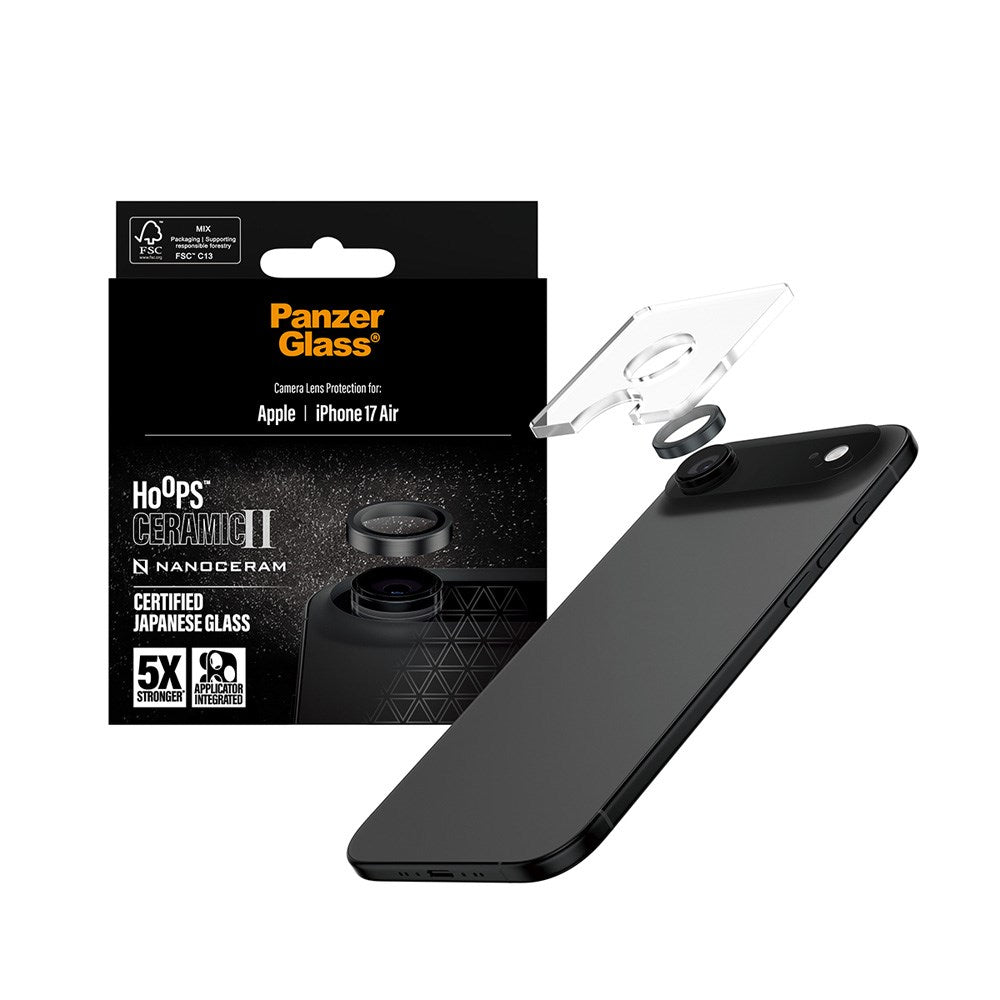 PanzerGlass iPhone Air Ceramic Hoops Camera Lens Protection with Installation Frame - Black