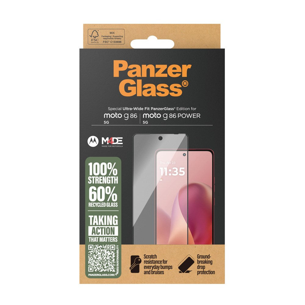PanzerGlass Motorola Moto G86 / G86 Power Screen Protector Glass - Ultra Wide Fit - Transparent