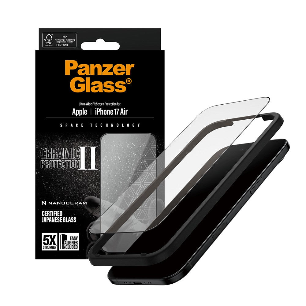 PanzerGlass iPhone Air Ceramic Screen Protection with EasyAligner - Ultra Wide Fit - Transparent