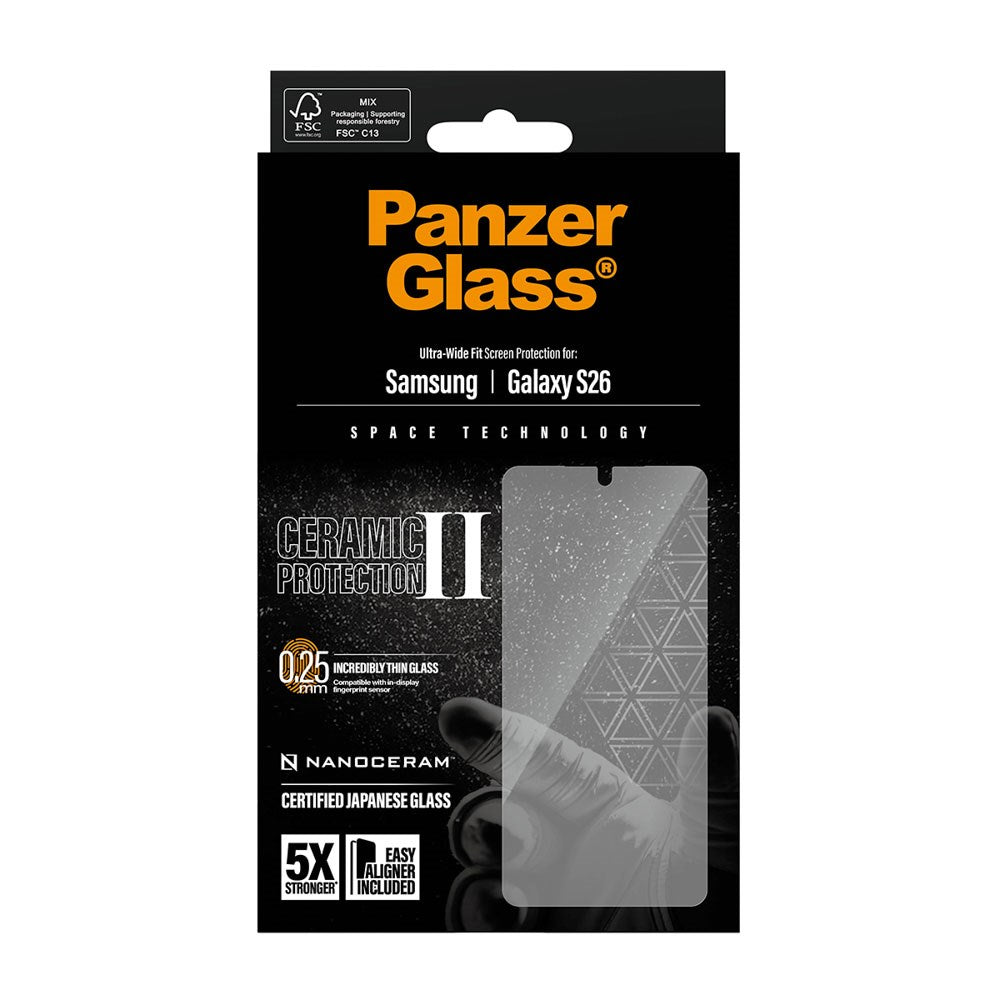 Samsung Galaxy S26 PanzerGlass Ceramic Screen Protection with EasyAligner - Ultra Wide Fit - Transparent