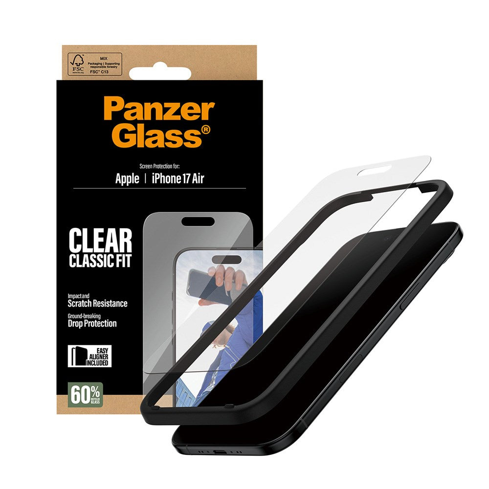 PanzerGlass iPhone Air Screen Protector Glass with EasyAligner - Classic Fit - Transparent