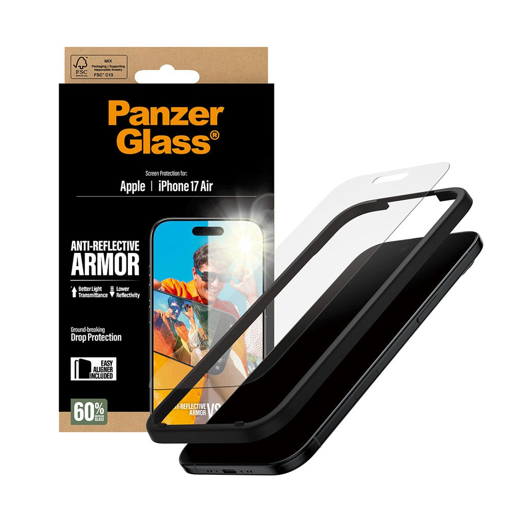 PanzerGlass iPhone Air Ultra Wide Fit Screen Protector with EasyAligner - Anti-Reflective - Transparent