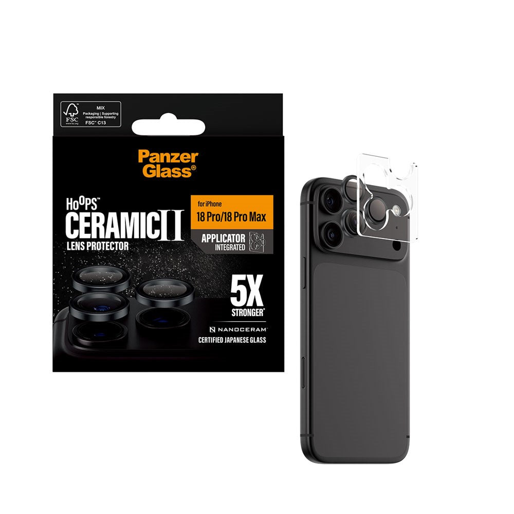 iPhone 18 Pro / Pro Max PanzerGlass Ceramic Hoops Camera Lens Protection with Installation Frame - Black